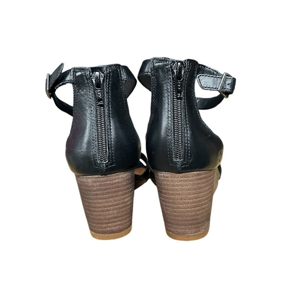🌻NEW LUCKY BRAND Women's Jodella Black Leather Wedge Sandals Size 10 - Picture 6 of 14